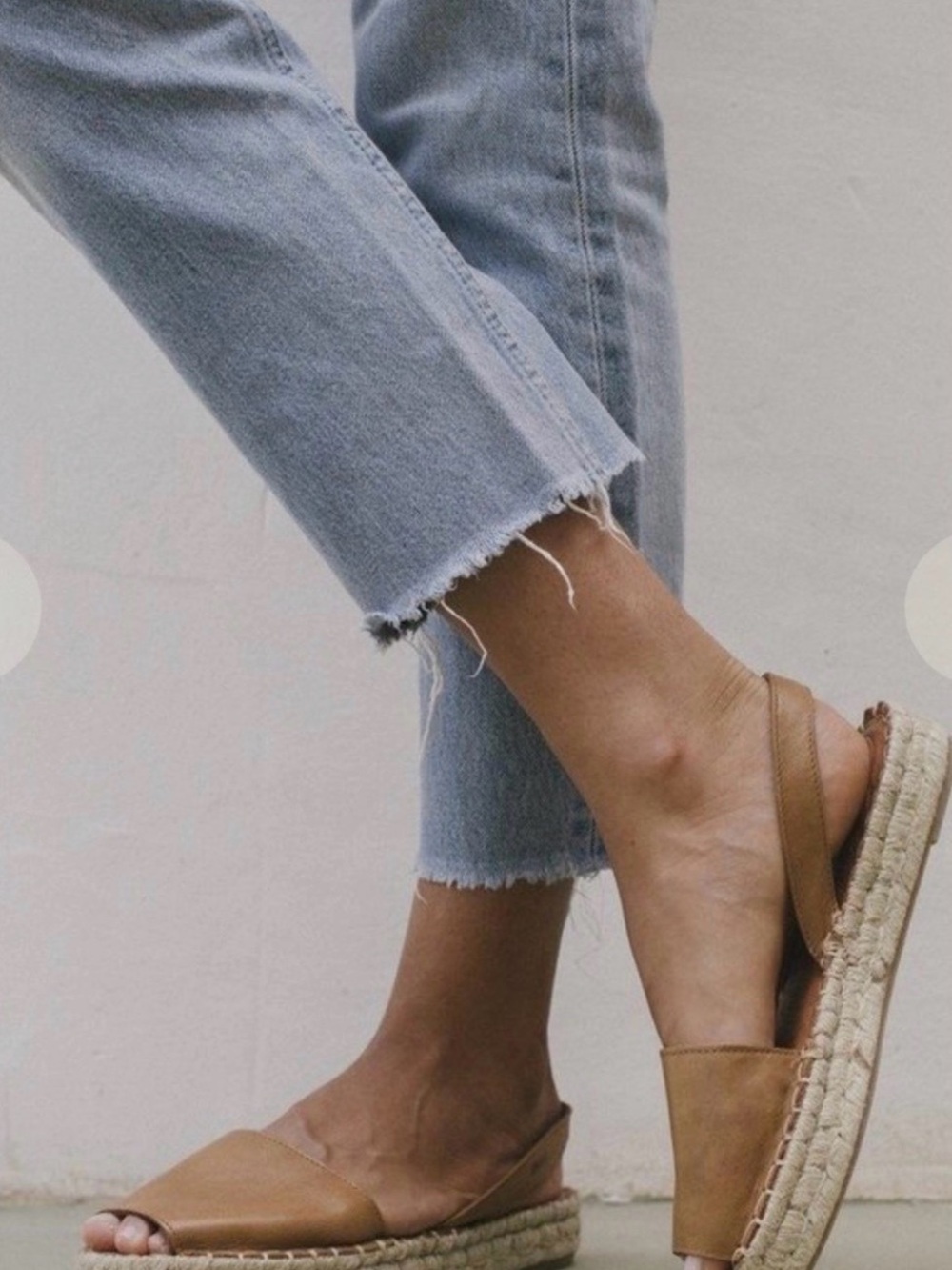 ALOHAS Tan Leather Ibiza Espadrille Slingback Sandals